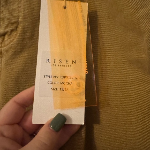 Risen Womens Distressed Ankle Flare Jeans High Rise brown Denim Frayed Hem Sz 15 - Picture 8 of 11